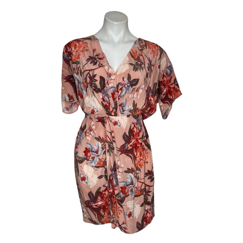& OTHER STORIES Floral Dress Surplice Lightweight Pastel Self Tie Belt Size 4